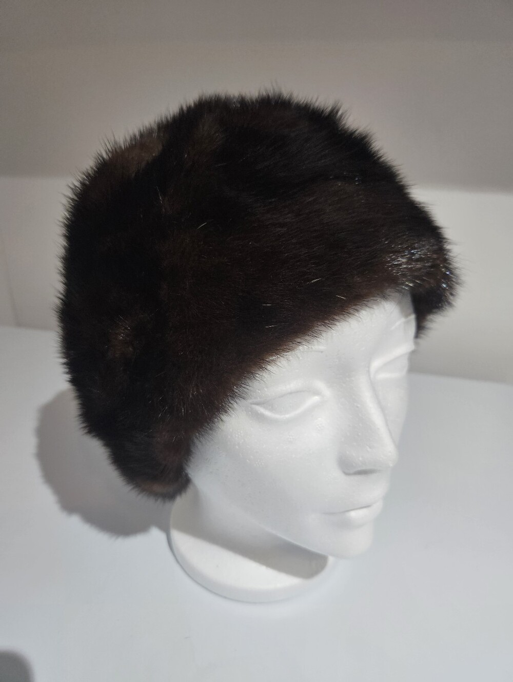 Dark Brown Soft Fur Hat Cap Size XS 20.5" Head Circumference